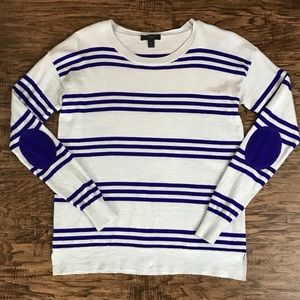 J Crew Three Stripe Elbow Patch Wool Sweater